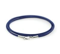 Flat Braided Leather Cord, 5 Pcs Multicolor 45-50cm Copper Lobster Clasp(Deep Blue,45cm)