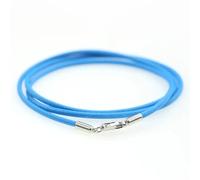 Flat Braided Leather Cord, Pack Of 5 With Lobster Clasp For Jewelry Making Multicolor 45-50cm(Light Blue,50cm)