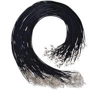 Flat Braided Leather Cord, Wax Rope DIY Jewelry Making Multicolor 45-50cm 50 Pcs(Black)