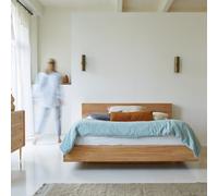 Flat - Cama de teca maciza de 160 cm x 200 cm H 80 x B 166 x T 229 cm