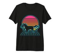 Flat-Coated Retriever Dog Vintage 80s Vaporwave Aesthetic Camiseta Premium