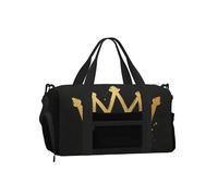 Flat Crown Graffiti - Bolsa de lona deportiva con compartimento para zapatos, ligera, para gimnasio, fin de semana para hombres y mujeres, bolsa de viaje impermeable con bolsillo húmedo