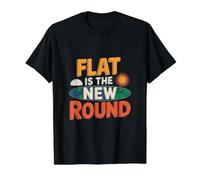 Flat Earth Society Flat Earther - Flat Is The New Round Camiseta gráfica económica, Hombre, Negro, M
