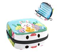 Flat-Happy-Easter-Day-Background - Bolsa de almacenamiento de tampones para servilletas sanitarias, Varios colores, 4.7x6.6x6.6 in/12x17x17 cm