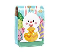 Flat-Happy-Easter-Day-Background - Estuche portátil para pintalabios, mini caja de almacenamiento para pintalabios, estuche organizador de lápiz labial con espejo para mujer, Varios colores, 9.5x2x7 cm/3.7x0.8x2.7 in