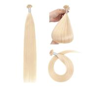 Flat Tip Hair Extensiones de Queratina 50g Keratina Extensiones Pelo Natural (35cm #60 rubio platino)