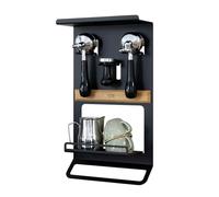 FLATE Barista Estantería para Portafiltros, Tamper y Accesorios de Barista en negro (Soporte de Pared para Equipos de Café)