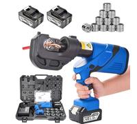 flatpincololee Crimpadora hidráulica eléctrica Recargable 120kN para terminales Cobre y Aluminio 16-400mm², Cabeza giratoria 360°, 12 Dados, crimpado Continuo, Pinza hidráulica eléctrica NE-400