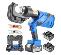 flatpincololee Crimpadora hidráulica eléctrica Recargable 120kN para terminales Cobre y Aluminio 16-400mm², Pinza hidráulica eléctrica, Cabeza giratoria 360°, 12 Dados, maletín NE-400