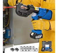 flatpincololee Crimpadora hidráulica eléctrica Recargable 120KN para terminales de Cobre y Aluminio 16-400mm², Herramienta de crimpado electrohidráulico con maletín, NE-400 Blue