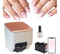 flatpincololee Impresora de Uñas 3D Profesional, Máquina de Nail Art Inteligente para Casa, Bodas & Salón de Uñas, Alta Resolución 4800DPI, Control por App, Impresión Rápida 10s