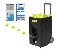 flatpincololee Máquina Automática de Pelotas de Tenis, Lanzador Portátil con Capacidad para 50 Pelotas, Control Remoto y App, Entrenador de Tenis con Velocidad, Efecto y Ángulo Ajustables