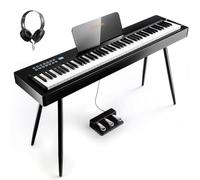 Flatsons LIV-B01 - Piano digital de muestreo real, 88 teclas totalmente ponderadas, piano eléctrico sensible al tacto, USB-MIDI, piano vertical de madera para adultos principiantes entusiastas (negro