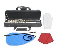 Flauta BE De 16 Teclas Con Orificio Cerrado, Con Estuche, Varilla De Afinación Y Tela Y Guantes, Instrumento Musical De Flauta, Plata De Níquel, For Estudiantes Principiantes