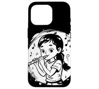 Flauta Chica Cartoon Look Flautista Orquesta Carcasa para iPhone 16 Pro