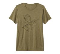 Flauta Chica Dibujo Una Línea Aerófono Camiseta Premium
