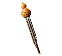 Flauta china hecha a mano Flauta de calabaza, Flauta Hulusi Instrumento musical chino Cucurbitáceas Tecla Si bemol/Tecla Do/Tecla Re Flauta Hulusi con caja y nudo chino(D key)