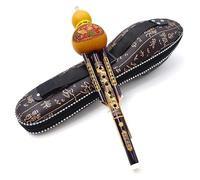 Flauta china hecha a mano Flauta de calabaza， Hulusi en clave C, hulusi chino de bambú negro, cucurbitácea de dos tonos, instrumento tradicional chino en si bemol, for aficionados a la música principi