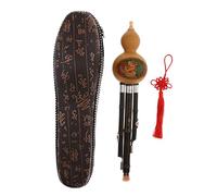 Flauta china Hulusi Calabaza Flauta Tubos de bambú Cucurbit Instrumentos musicales C Clave música folclórica para principiantes - Flauta de bambú negro hecha a mano con funda - Sonido suave y elegante