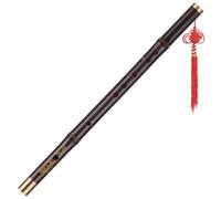 flauta de bambú amargo natural, Flauta de bambú negra con teclas C y D, instrumento tradicional de viento madera con dos membranas de bambú y nudo chino.(C Key)