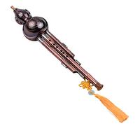 Flauta de calabaza Hulusi tradicional china en clave C con tubos aluminio chapados cobre diseño tres tonos nudos y funda transporte para principiantes aficionados a la música
