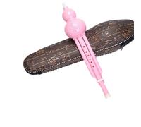 Flauta De Calabaza Instrumento Musical Tradicional De Resina Resistente A Caídas Siete Orificios Con Llave Plana CB Hulusi Caja Cuero(Pink in B-flat major)