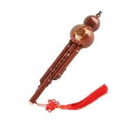 Flauta De Calabaza Tubo Secundario Desmontable Anticaída De Resina Grano Madera Con Llave Para B Y C Hulusi Caja Cuero(Key of B-flat)