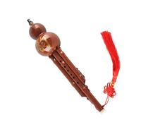 Flauta De Calabaza Tubo Secundario Desmontable Anticaída De Resina Grano Madera Con Llave Para B Y C Hulusi Caja Cuero(Key of C)