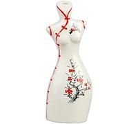 Flauta de cerámica, Instrumentos de viento con patrón de ciruela/loto rojo dibujados a mano, 4 agujeros, en forma de D, adornos decorativos(Rood)