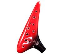 Flauta de cerámica, Ocarina de arcilla esmaltada roja y negra de 12 agujeros en tono C alto