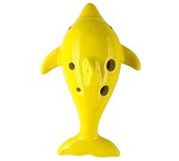 Flauta de cerámica, Ocarina de cerámica creativa con forma de delfín de 6 agujeros en do alto, regalo for niños y niñas.(Yellow)