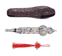 Flauta de cucurbitácea china hecha a mano con forma de calabaza de bambú negro Hulusi instrumento musical étnico clave de C con estuche para principiantes amantes de la música (tipo 2 azul)