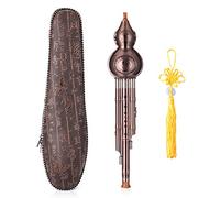 Flauta de cucurbitácea de metal tradicional chino, hulusi, instrumento musical étnico con caja fina para principiantes y profesionales, fácil de aprender y jugar, calabaza natural tallada a mano