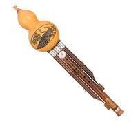 Flauta de cucurbitáceas hecha a mano Hulusi de bambú chino, instrumentos étnicos con estuche, flauta de calabaza para principiantes, flauta Hulusi