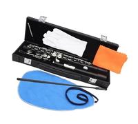 Flauta De Cuproníquel Con 16 Agujeros Cerrados, Llave C, Flauta Transversal Con Caja, Guantes De Tela Flauta Travesera para Principiantes (Color : Black)