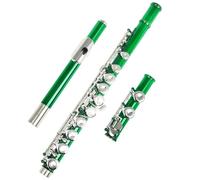 flauta de estudiante Instrumento Musical Profesional De Flauta Transversal Con Llave C, 16 Agujeros Cerrados Y Abiertos, Con Caja, Guantes De Palo Coloridos (Color : Green)