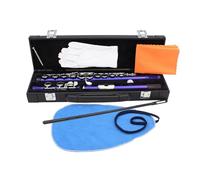 Flauta de instrumento de viento de madera con agujero cerrado en tono C con palo de limpieza, paño para vivir y practicar flauta horizontal profesional con bolsa de paño de limpieza