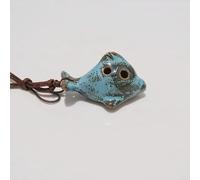 Flauta de instrumento musical Alto Ocarina de 6 agujeros de cerámica con cordón for estudiantes principiantes (Color : Fish Light Blue)