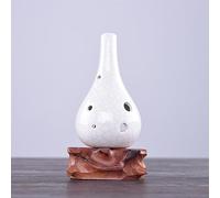Flauta de Ocarina de tono Alto C de 6 agujeros, estilo fisión, cerámica negra, flauta esmaltada ahumada, colgante de instrumento Musical for principiantes (Color : White)