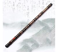 Flauta de tocar de bambú negro tradicional chino Dizi Sección simple C, D, E, F, G Tecla(Color:E)