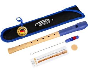 Flauta Dulce Classic Cantabile Pivella C-Soprano de arce con cabeza de plástico, digitación barroca. Incluye estuche, tabla de digitación, varilla limpiadora y grasa para corcho. Azul.