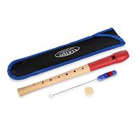 Flauta Dulce Classic Cantabile Pivella C-Soprano de arce con cabeza plástica, para principiantes. Digitación barroca. Incluye estuche, tabla de digitación, varilla limpiadora y grasa para corcho. Roj