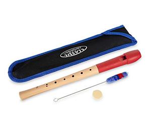 Flauta Dulce Classic Cantabile Pivella C-Soprano de arce con cabeza plástica, para principiantes. Digitación barroca. Incluye estuche, tabla de digitación, varilla limpiadora y grasa para corcho. Roj