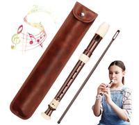 Flauta dulce de madera, 8 agujeros, mango alemán, soprano, para adultos, niños, aprender, flauta dulce para principiantes con piel, bolsa de almacenamiento, hecha de madera
