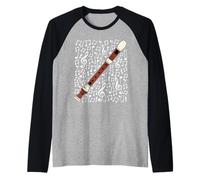 Flauta Dulce Notas Musicales Profesor de música Camiseta Manga Raglan