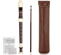 Flauta dulce soprano estilo alemán, tapa en C, ABS de 8 agujeros, extraíble, 3 piezas, flauta dulce infantil con bolsa, varilla de limpieza y tabla de agarre para principiantes, estudiantes y adultos