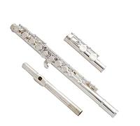 Flauta estudiantil Flauta Plateada De 16 Llaves Con Agujeros Cerrados En La Llave De C Con Bolso De Mano De Cuero De Un Solo Hombro Flauta Travesera