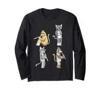 Flauta Flauta Gatos Amante de la Música Entusiasta de los Manga Larga