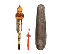 Flauta Hulusi China De Calabaza Natural Tallada A Mano, Flauta De Viento De Madera Con Boquilla De Cuerno De Buey De Imitación