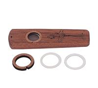 Flauta Kazoo de madera, instrumento musical de madera para acompañamiento de ukelele de guitarra, instrumento de viento de diafragma de armónica con anillo bucal, diseño portátil (Madera de Ébano)